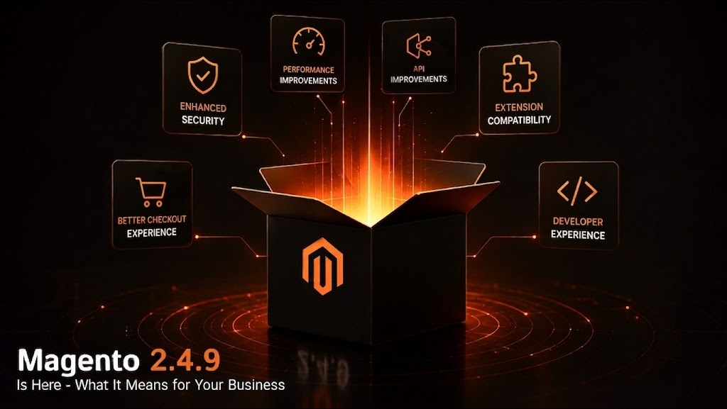 Magento 2.4.9 Adobe Commerce update showing checkout improvements, security upgrades, and platform support for business owners in 2026